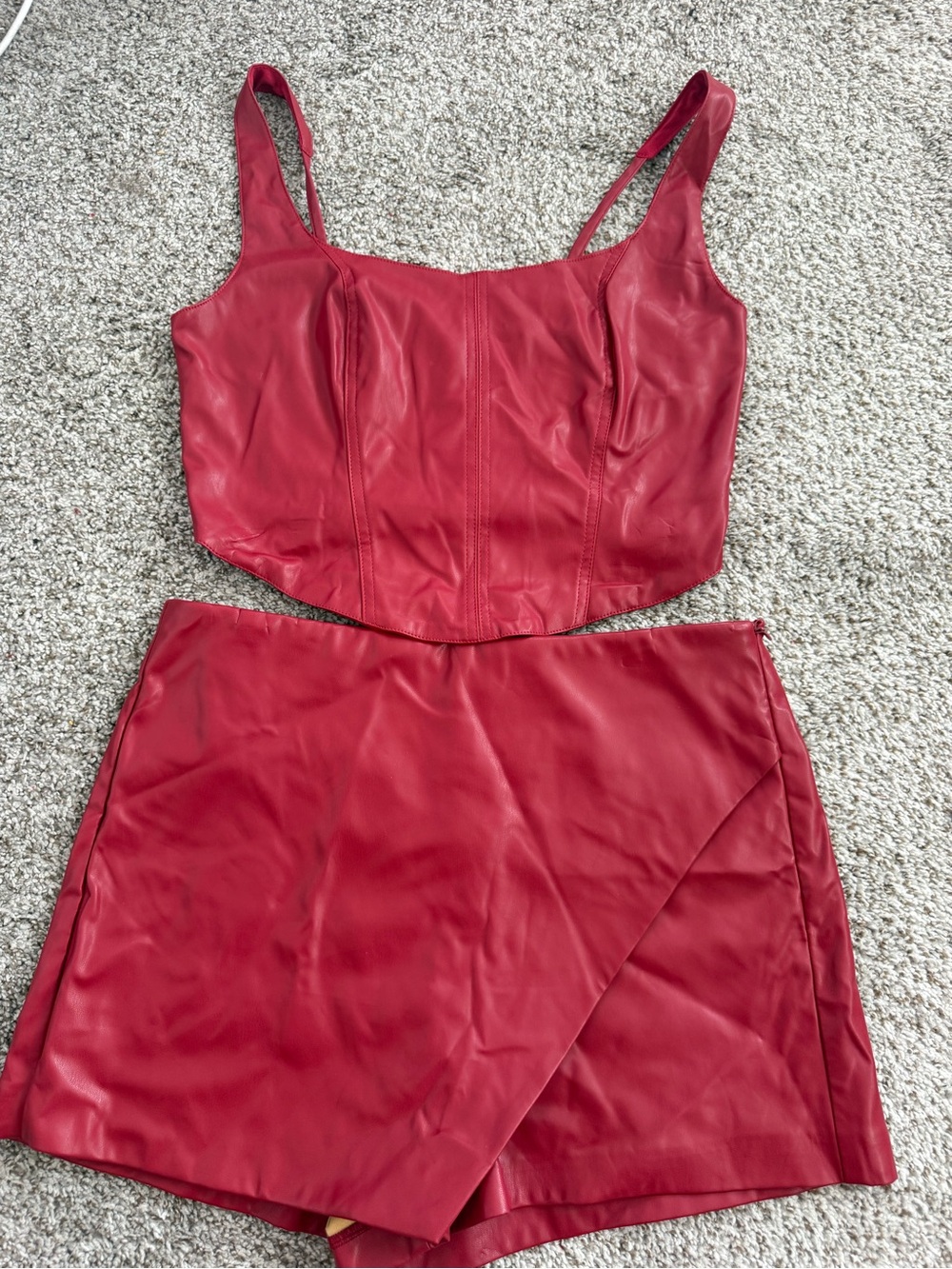 Buddy Love Red Faux Leather Mini Skirt